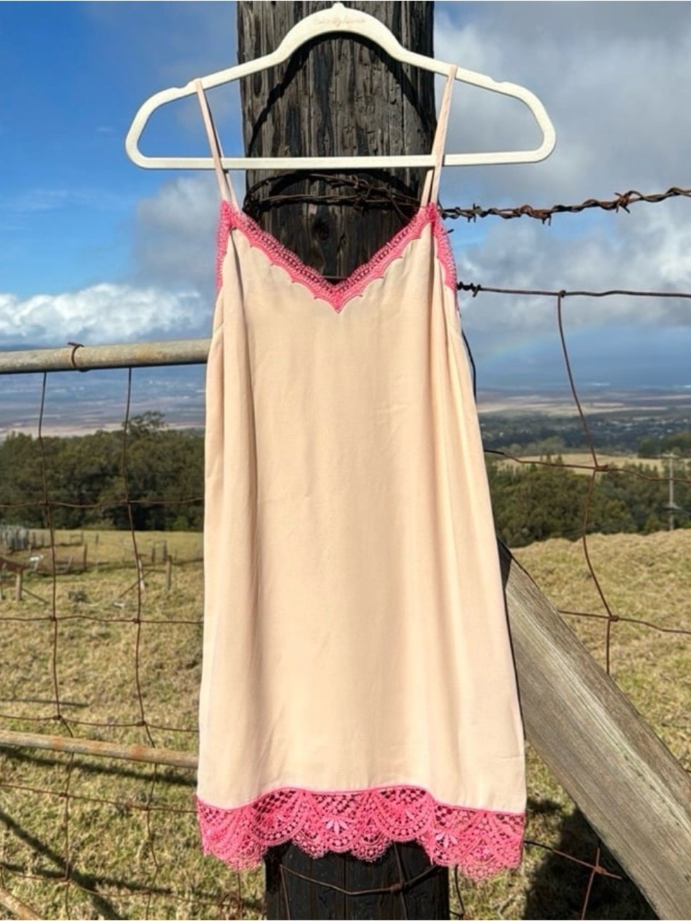 Le Superbe Sexy Beige Pink Knee length Night Gown Slip  Size 0